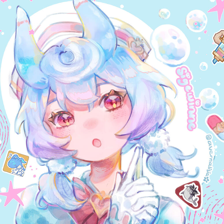 (January 2025) A fanart of Sigewinne, a playable character from Genshin Impact. Drawn on Clip Studio Paint. I try to mimic the feel of watercolor and crayon.