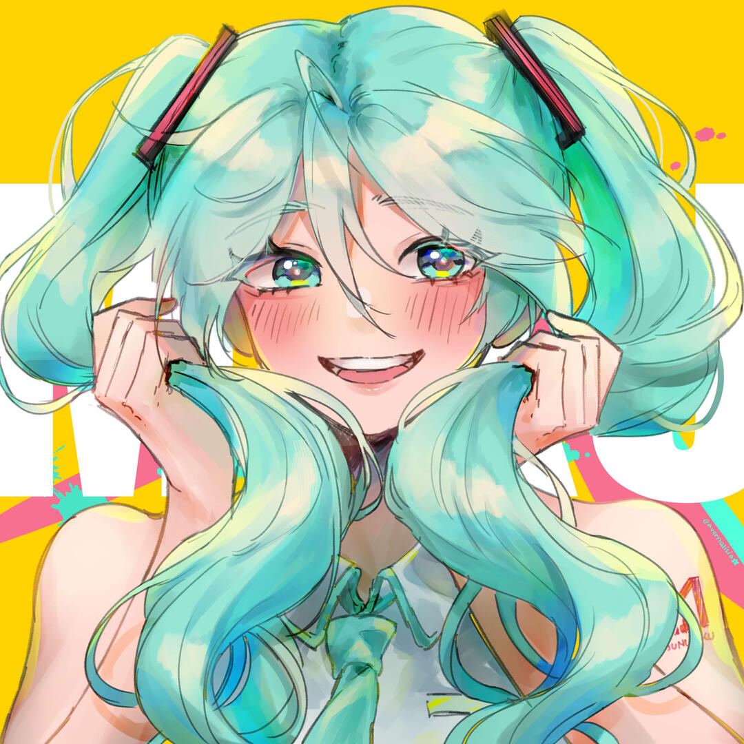(September 2024) A fanart of the vocal synthesizer voice bank avatar Miku Hatsune. Drawn on Clip Studio Paint. Step-by-step coloring process explanation/tutorial available (Click here).