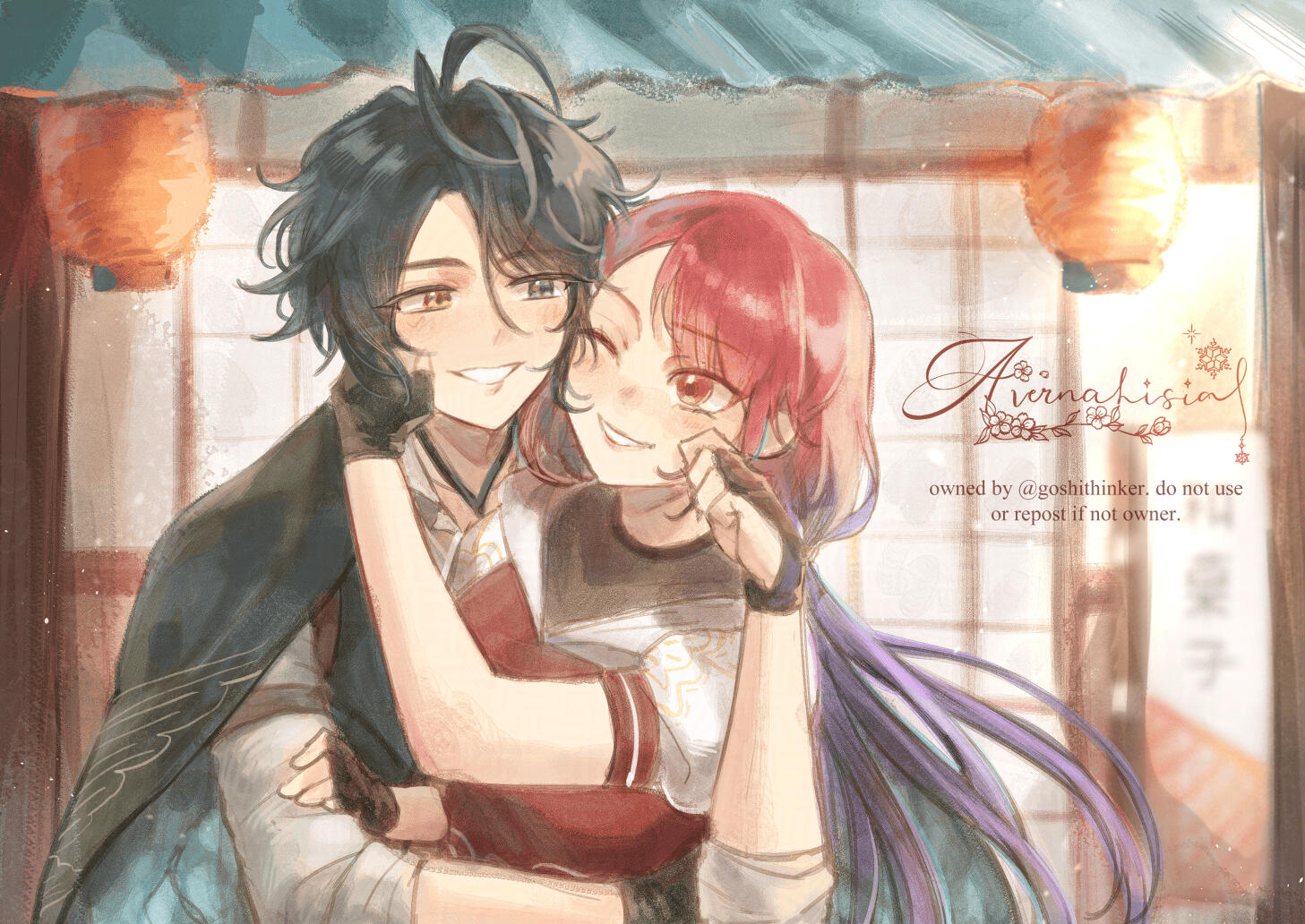 (LOCAL-2 Char Colored Sketch-Lightly Rendered + Background, Bust Size) @goshithinker (Dec 2025)